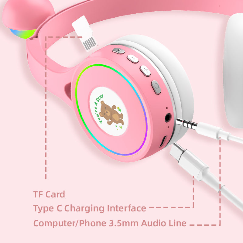 SY-T30 Children Headset Cute Eyes Design Adjustable Headband Bluetooth 5.1 Headphone with RGB Light SY-T30 Children Headset Cute Eyes Design Adjustable Headband Bluetooth 5.1 Headphone with RGB Light